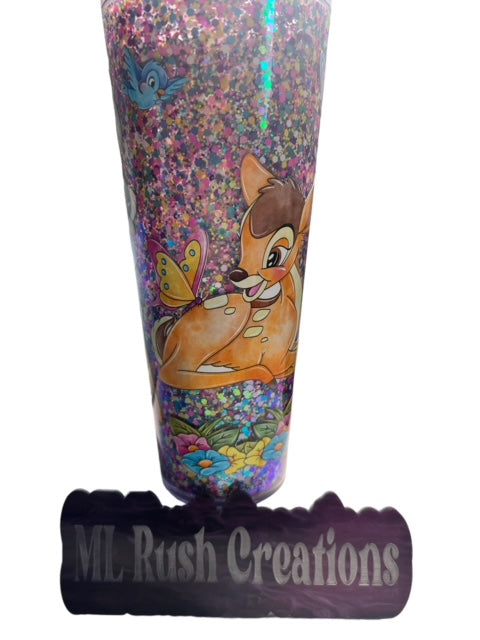 24oz Deer Glitter Snow Globe Tumbler