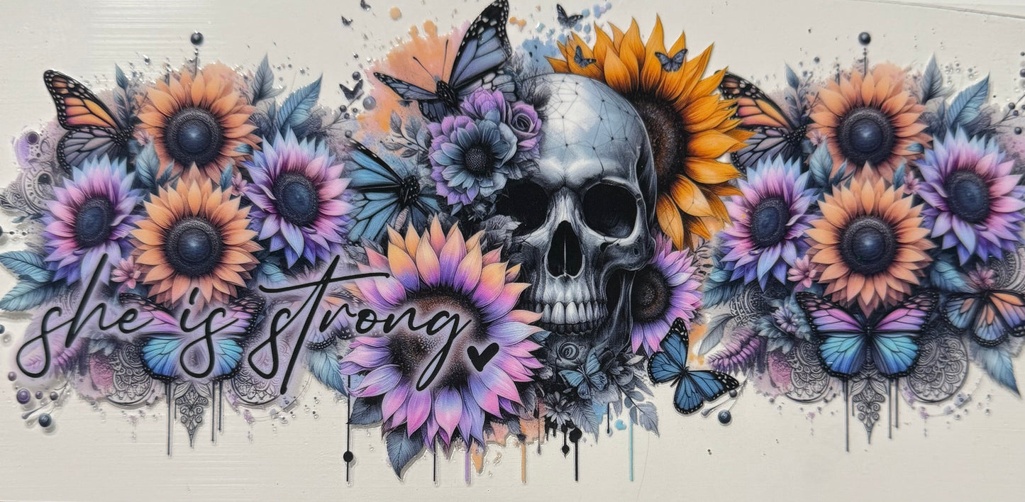 SKULL AND COLORED SUNFLOWERS