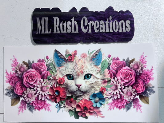 CAT WITH PINK FLOWERS