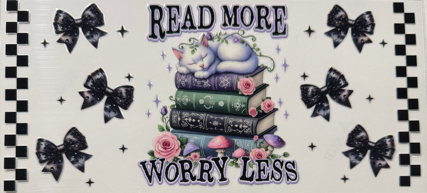 READ MORE WORRY LESS CHECKERED BOWS