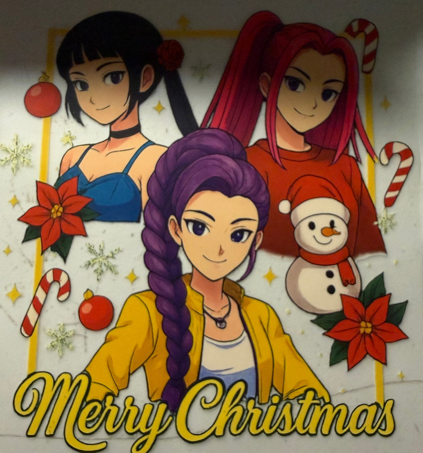 MERRY CHRISTMAS GIRLS SNOWMAN