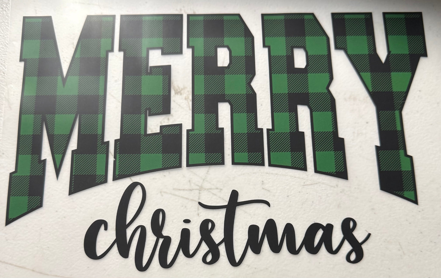 MERRY CHRISTMAS BLACK AND GREEN CHECKERED