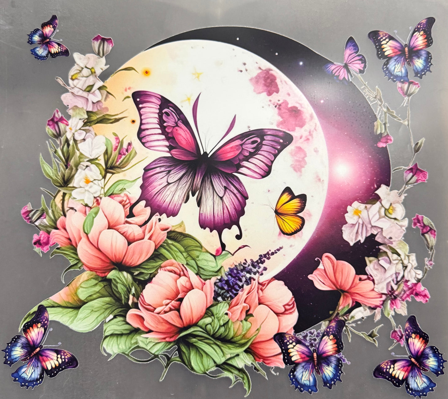 BUTTERFLIES MOON FLOWERS