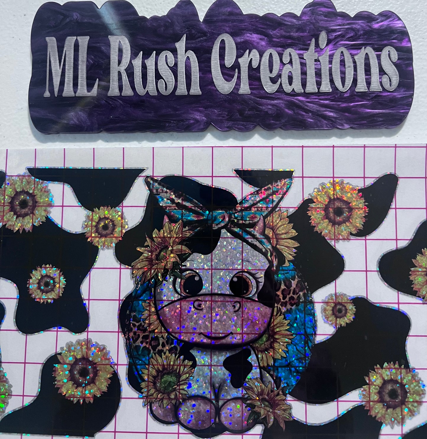 Cow Glitter Vinyl With Lid