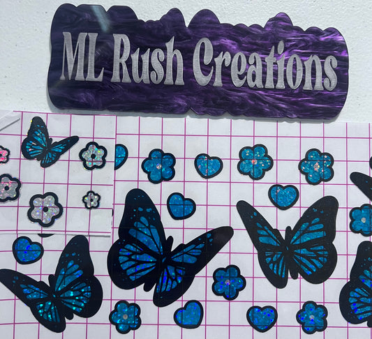 Blue Butterfly Vinyl  Glitter With Lid