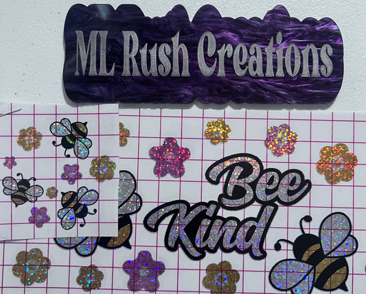 Bee Kind Glitter Vinyl With Lid