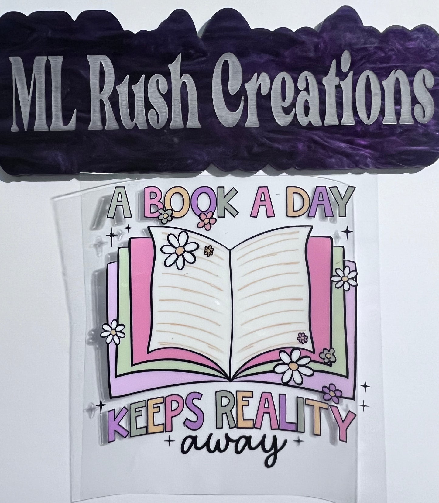 A BOOK A DAY KEEPS REALITY AWAY PINK GREEN BOOK