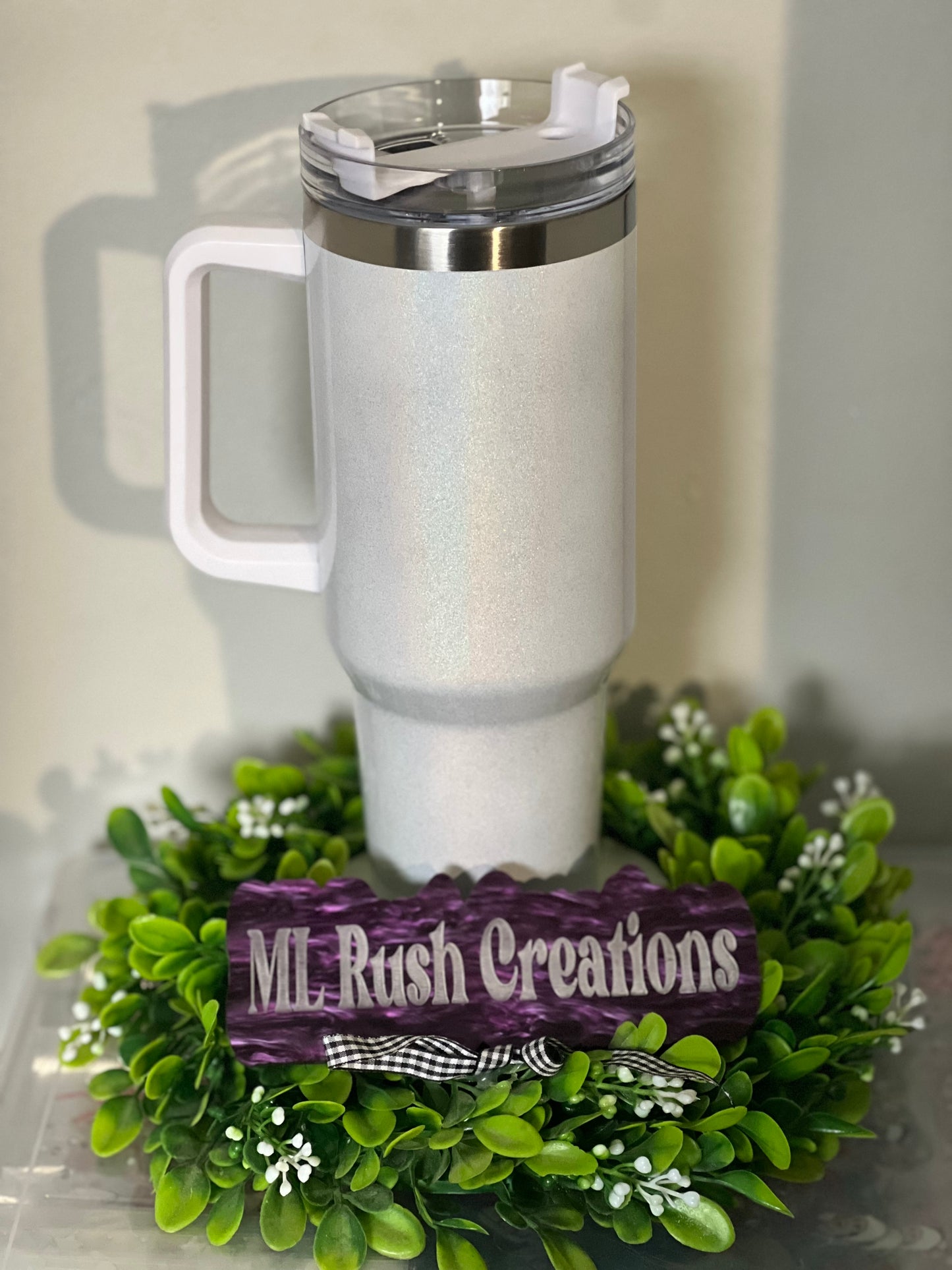 White 40oz Shimmer Tumbler