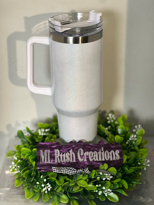 White 40oz Shimmer Tumbler