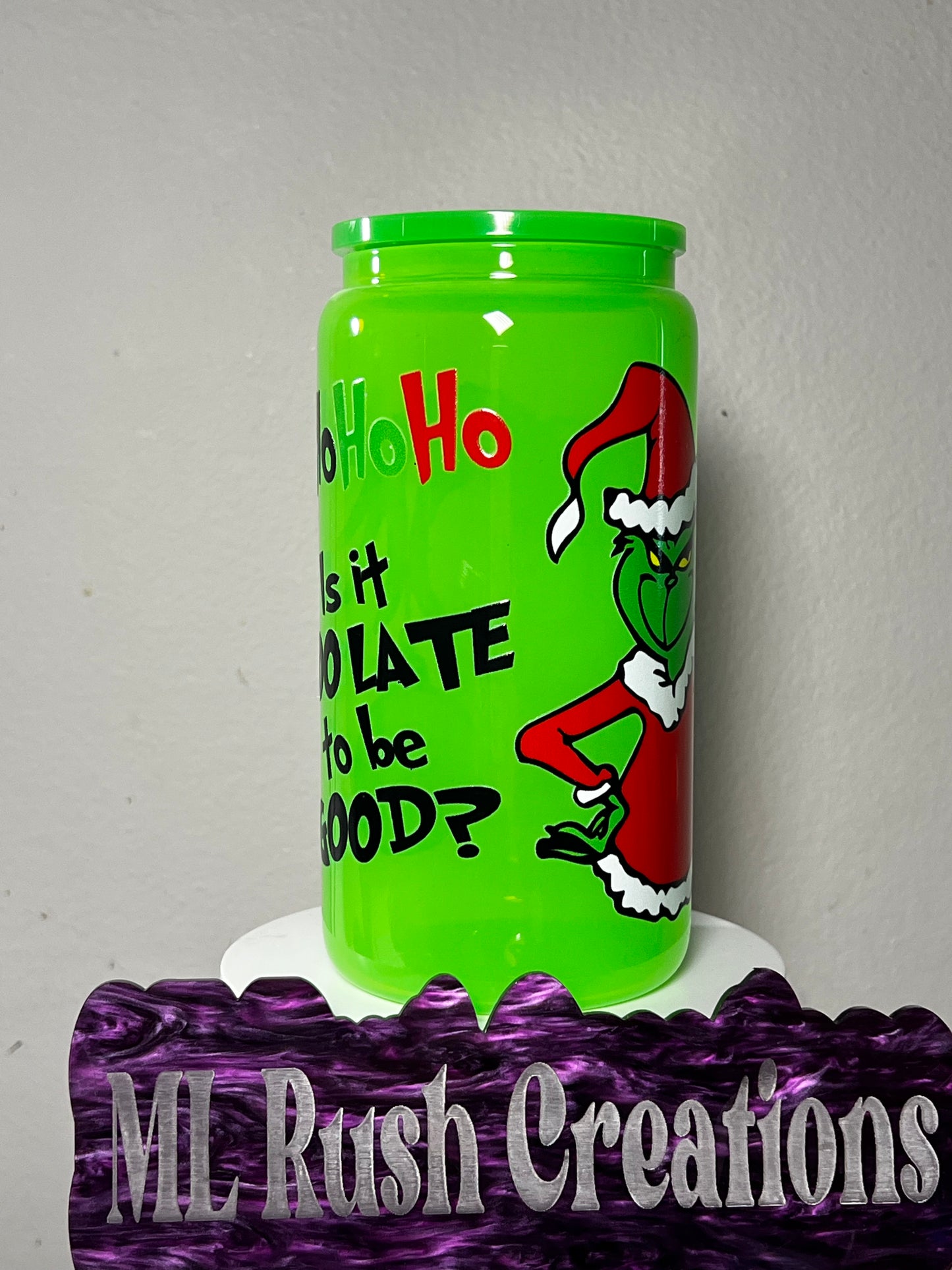 Ready to Ship 16oz Neon Green Glass β Green Guy Decal