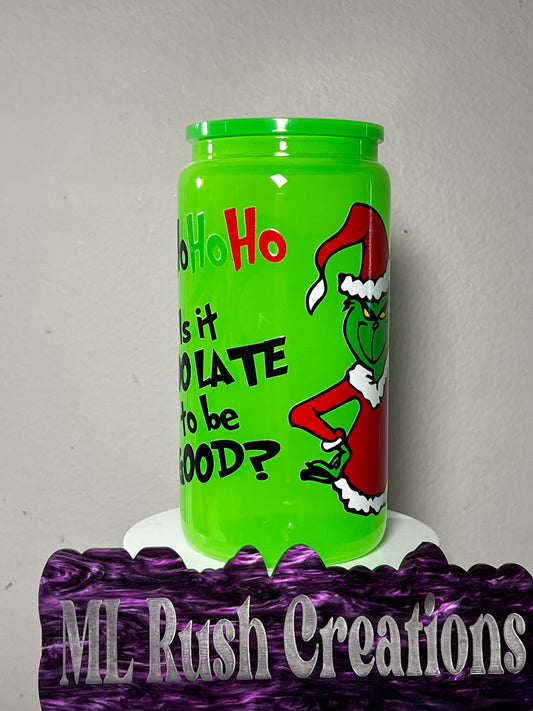 Ready to Ship 16oz Neon Green Glass – Green Guy  Decal