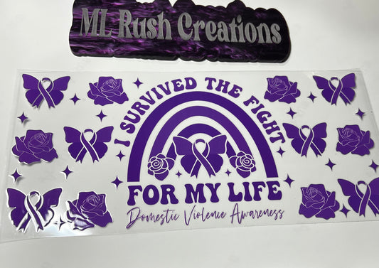 Purple Domestic Violence Survivor with Butterflies Decal