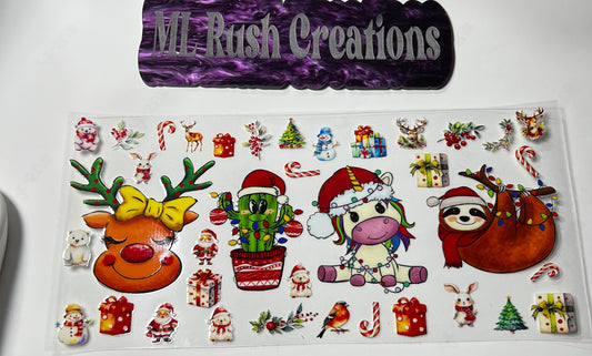 Reindeer, Sloth, Cactus  Cow Christmas Decal