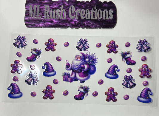 Purple Santa  Christmas Decor Decal