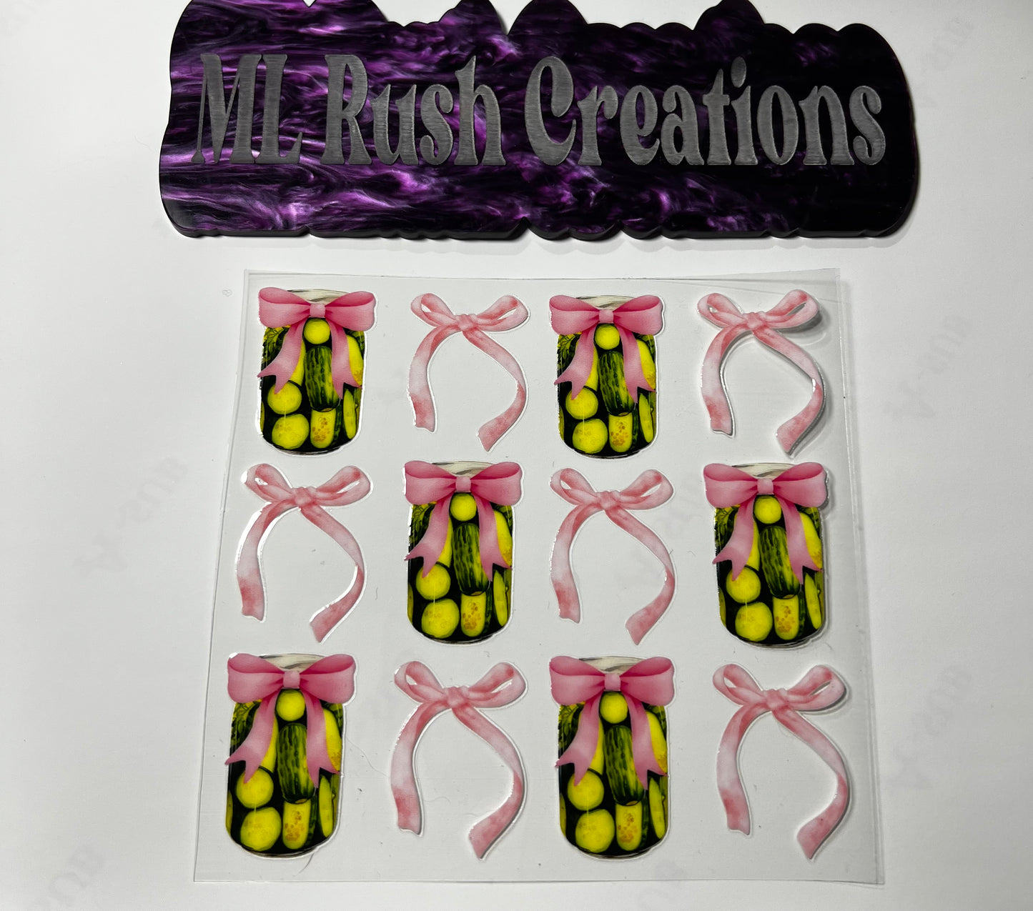 Pickle Jars with Pink Bows Decal