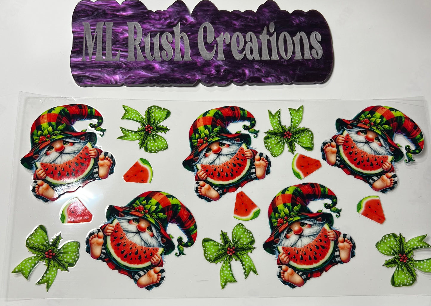 Gnomes with Watermelons Bows Decal
