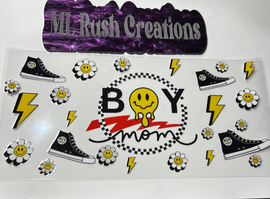 Boy Mom with Lightning Bolts, Flowers & Converse Shoes& Decal