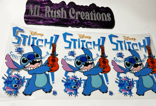 Blue Alien with Little Guitar Decal