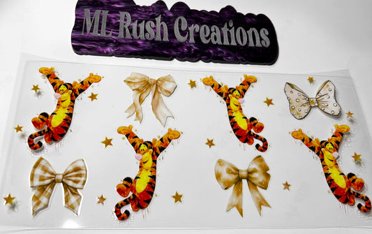 Orange Tiger with Bows Decal