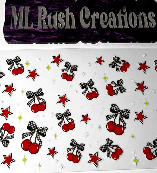RETRO CHERRIES STARS DECAL