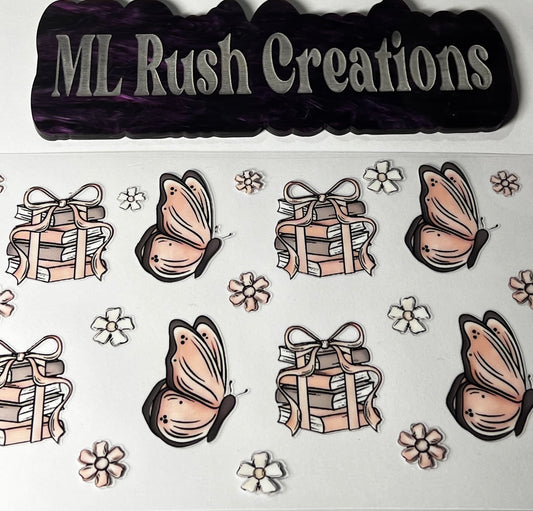BOOKS BUTTERFLIES FLOWERS DECAL