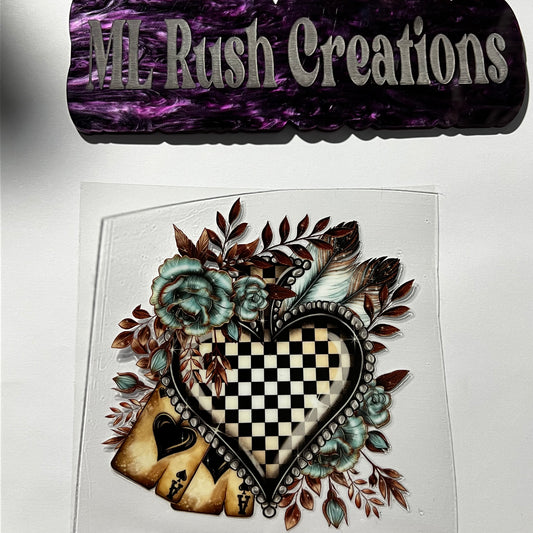 Retro Heart Cards Feathers Decal
