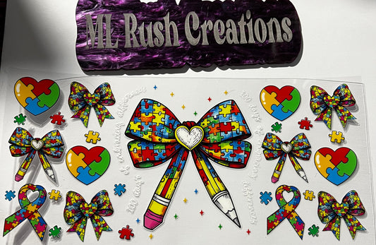 Puzzle Bows Hearts Pencil Decal