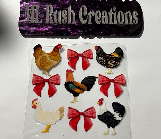 Chicken And Bows Decal