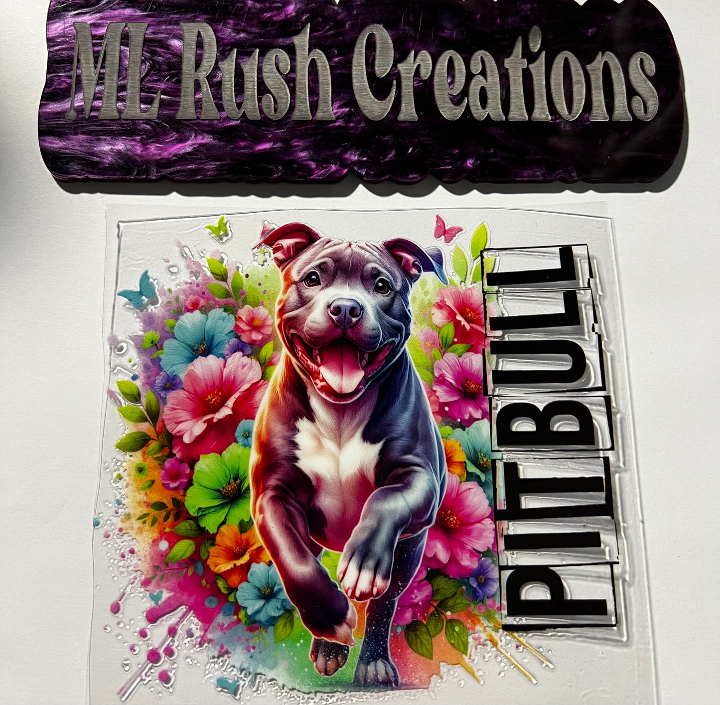 Pitbull Floral Decal