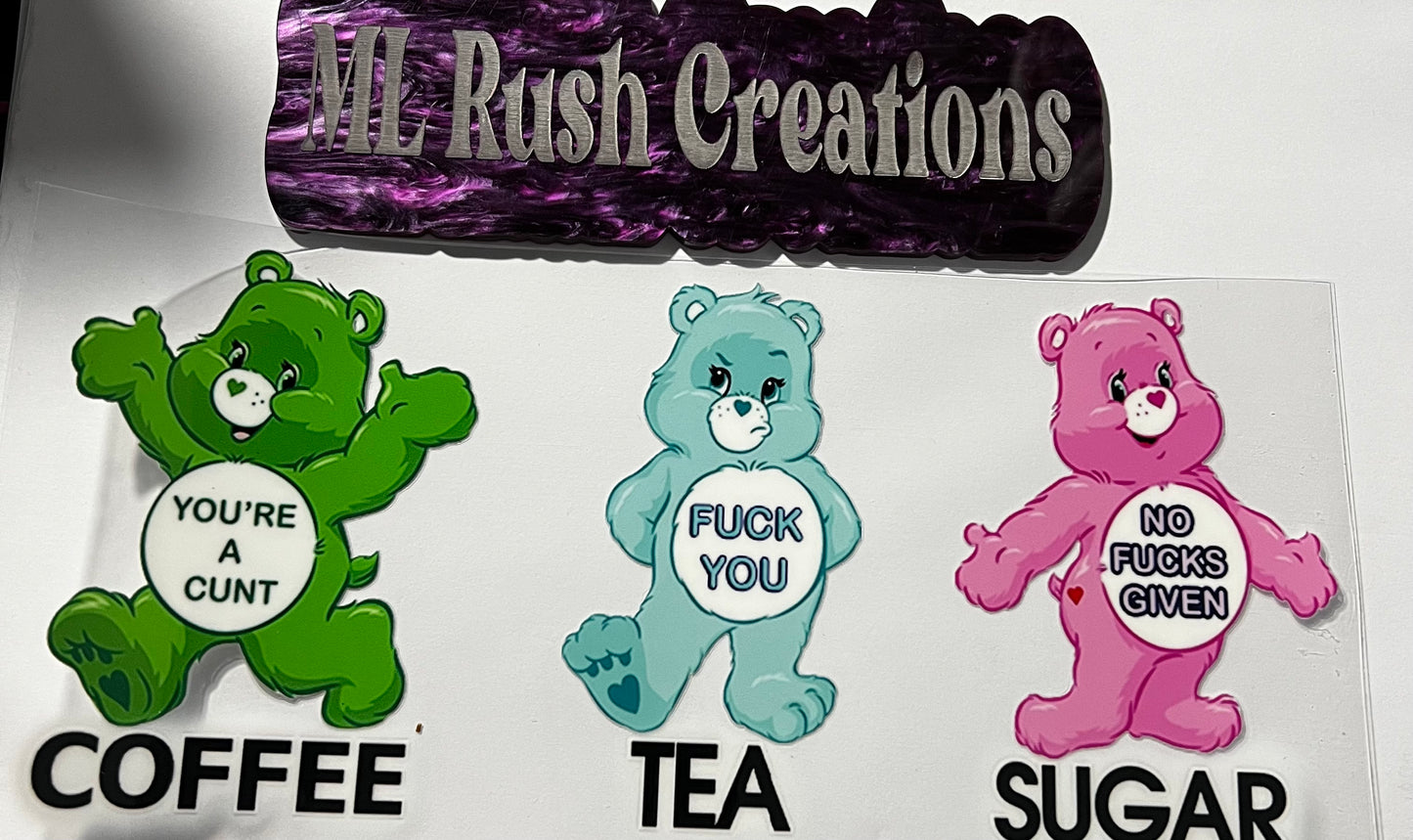 Coffee Tea Sugar Swear Bear Decal