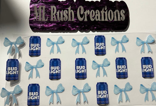 Bud Light Cans Blue Bows Decals