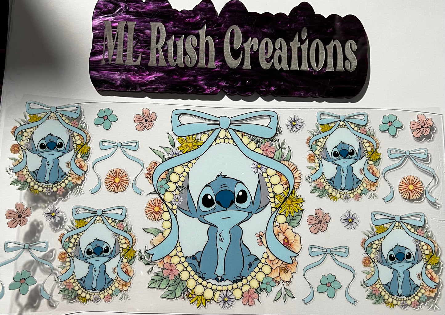 Blue Alien Bows Mirror Decal