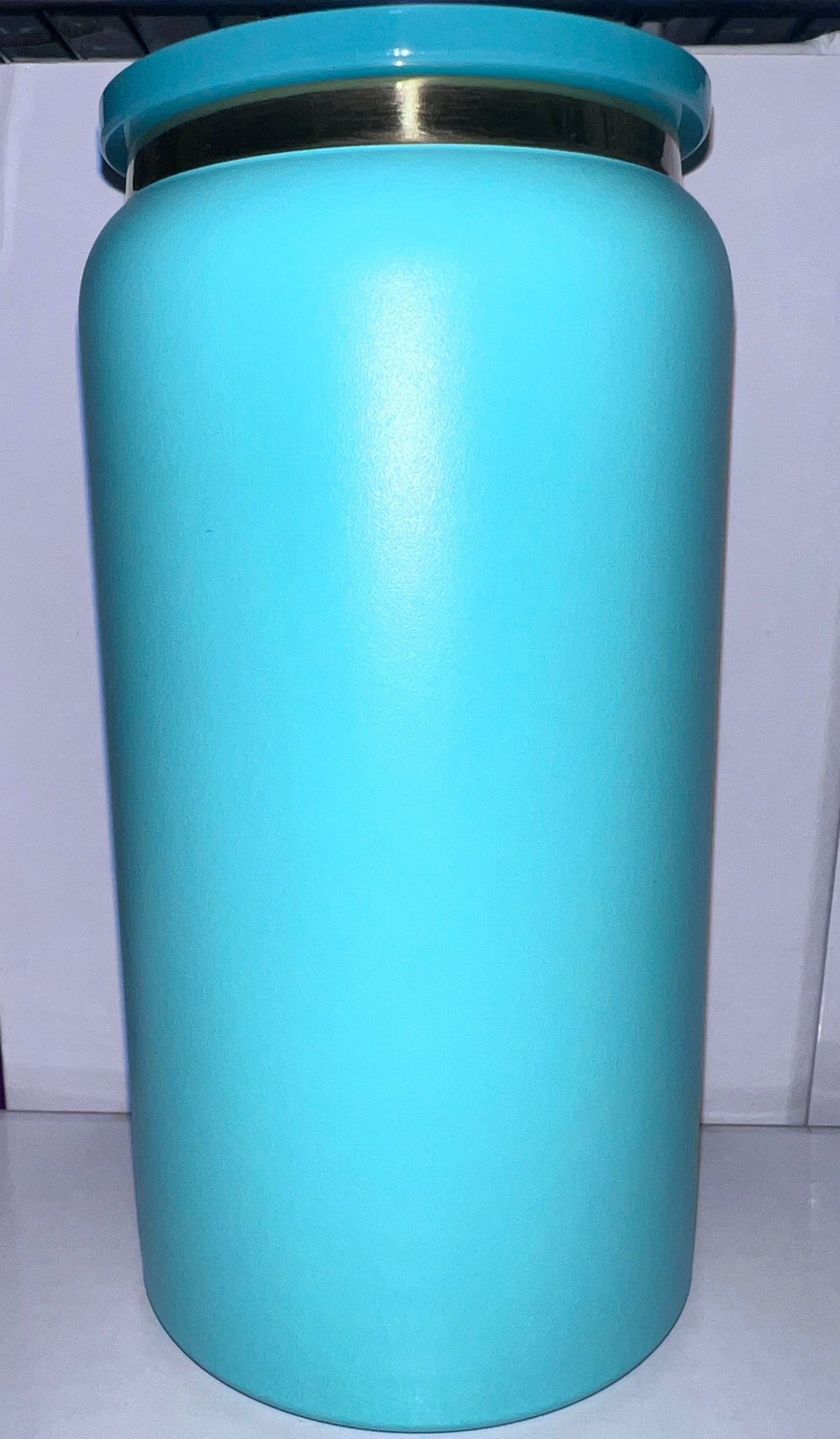 16oz Teal Stainless Steel With Gold Rim