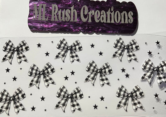 CHECKARD BOWS BLACK AND WHITE