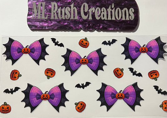 PURPLE BLACK BOWS PUMPKINS BATS