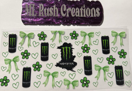 MONSTER GREEN BOWS HEARTS FLOWERS