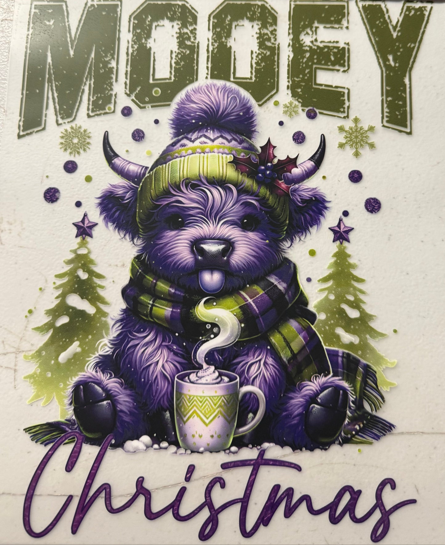 MOOEY CHRISTMAS PURPLE AND GREEN