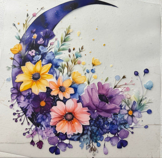 PURPLE MOON AND FLOWERS