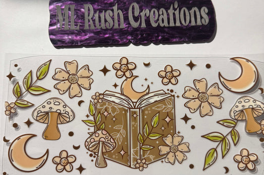 BOOK MOON FLOWERS MUSHROOMS