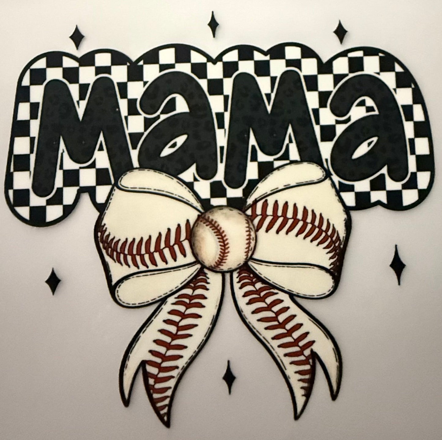 MAMA CHECKERED BASEBALL BOW