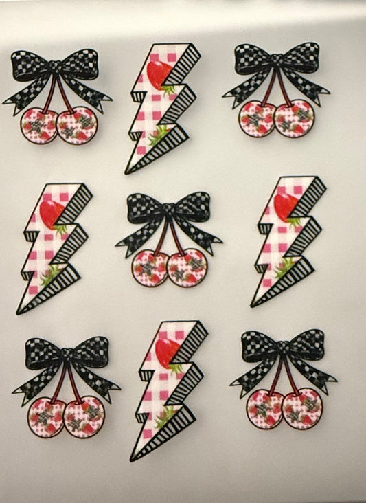 CHECKERED CHERRIES AND LIGHTNING BOLTS