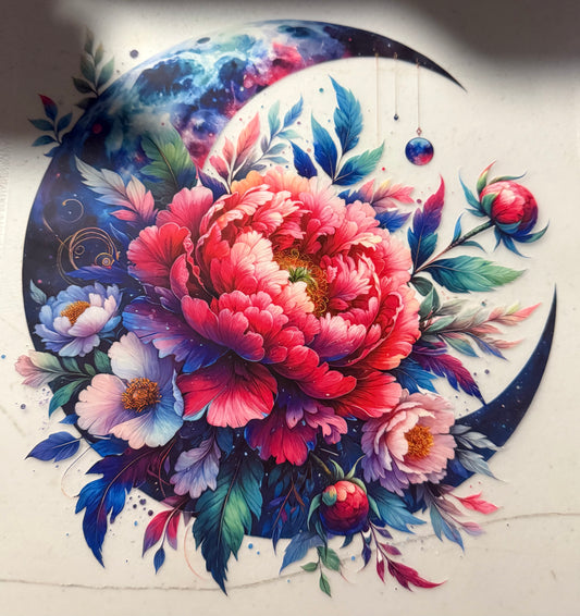 MOON WITH PINK FLOWER