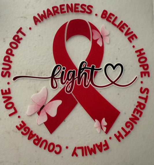 BREAST CANCER RIBBON FIGHT HEART POCKET