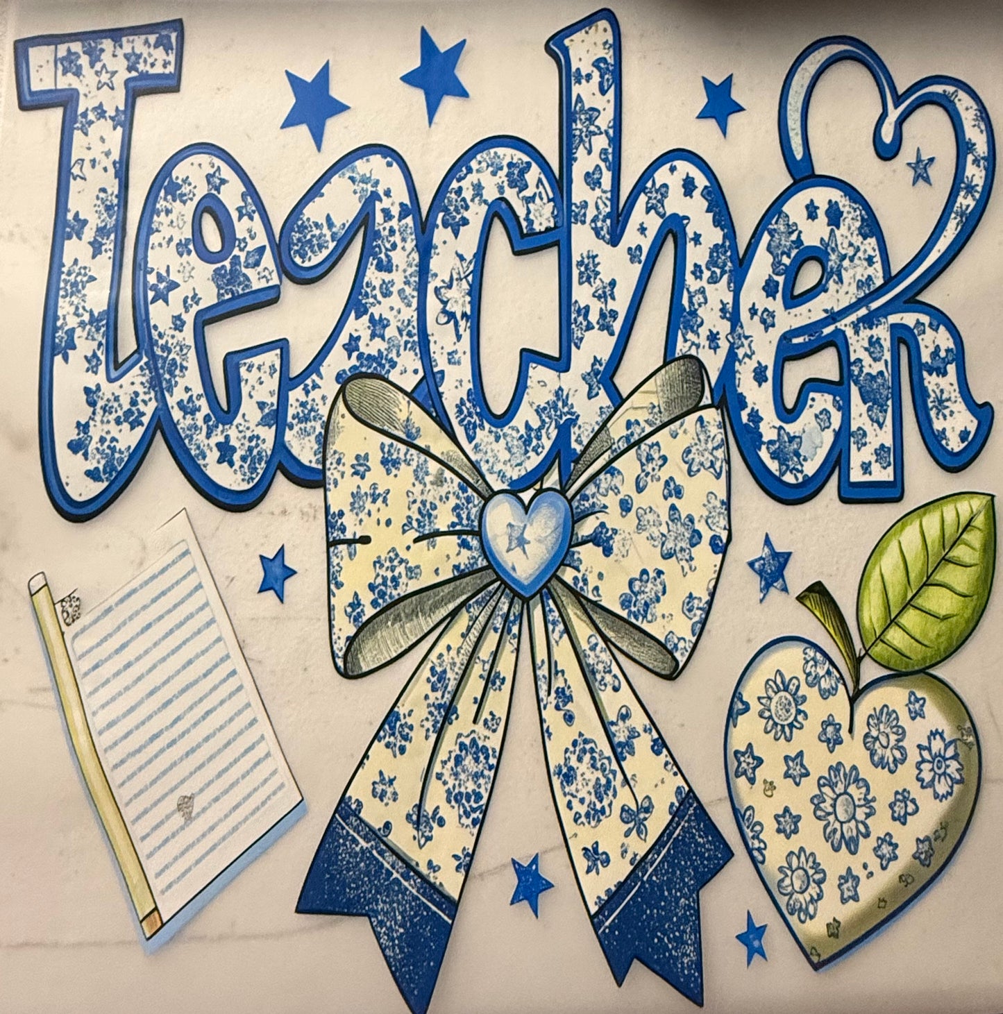 TEACHER BLUE WITH HEART