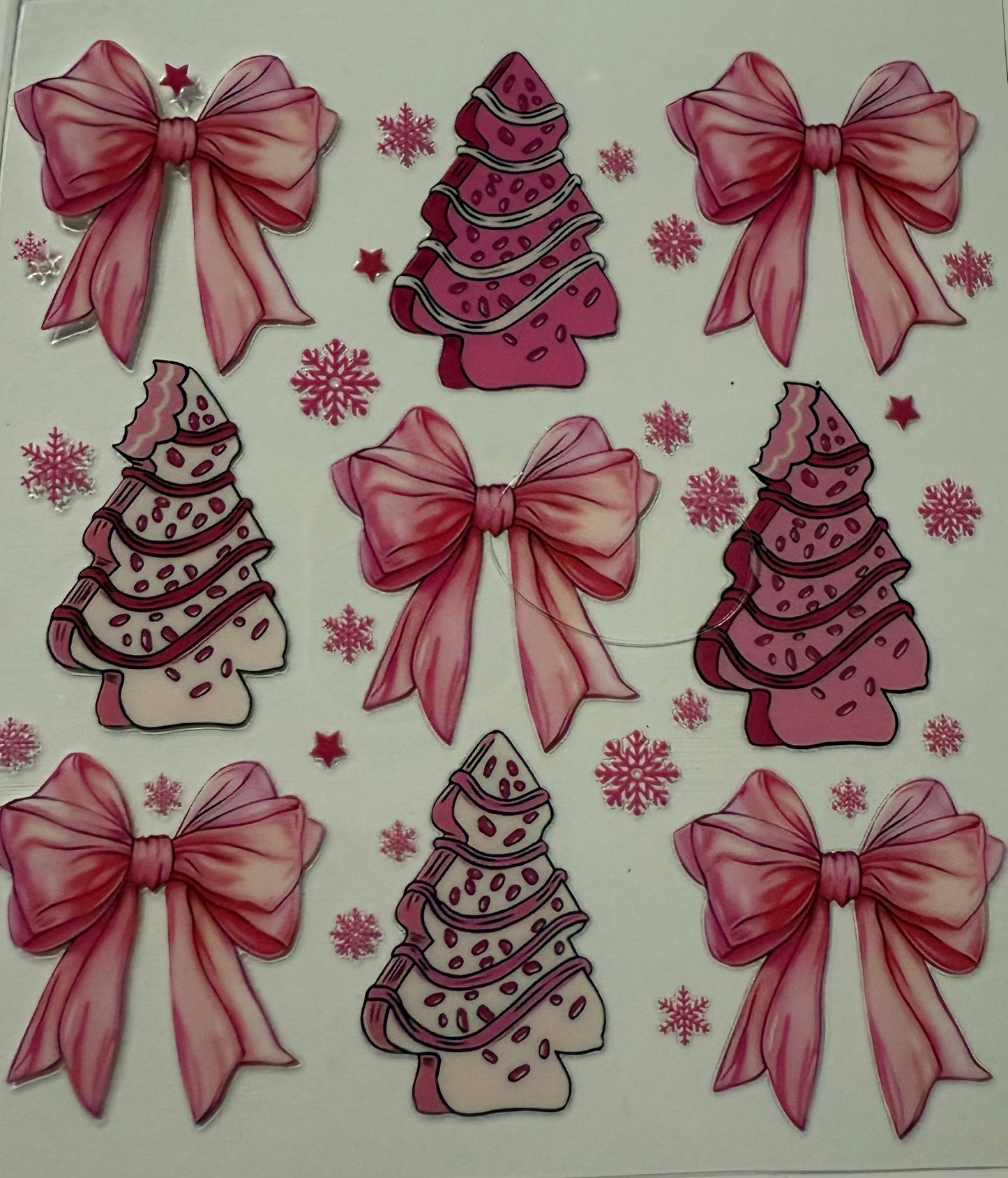 PINK BOWS CHRISTMAS TREE CAKES
