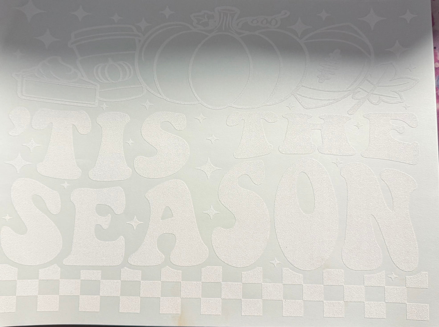 TIS THE SEASON CHECKERED WHITE SINGLE COLOR