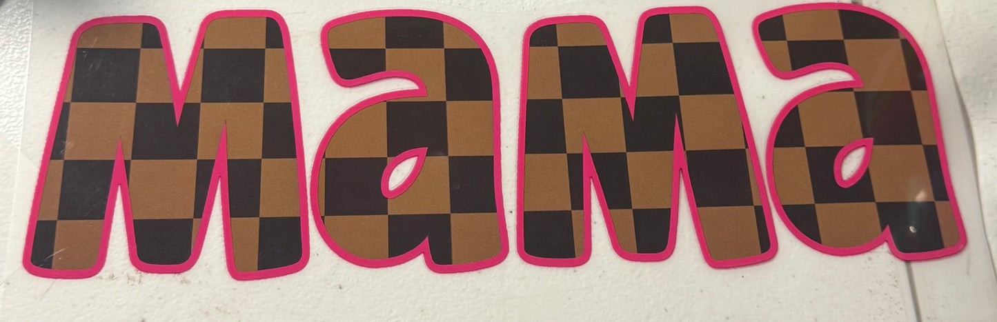 MAMA CHECKERED WITH PINK OUTLINE