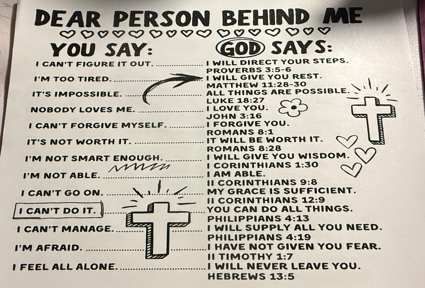 DEAR PERSON BEHIND ME