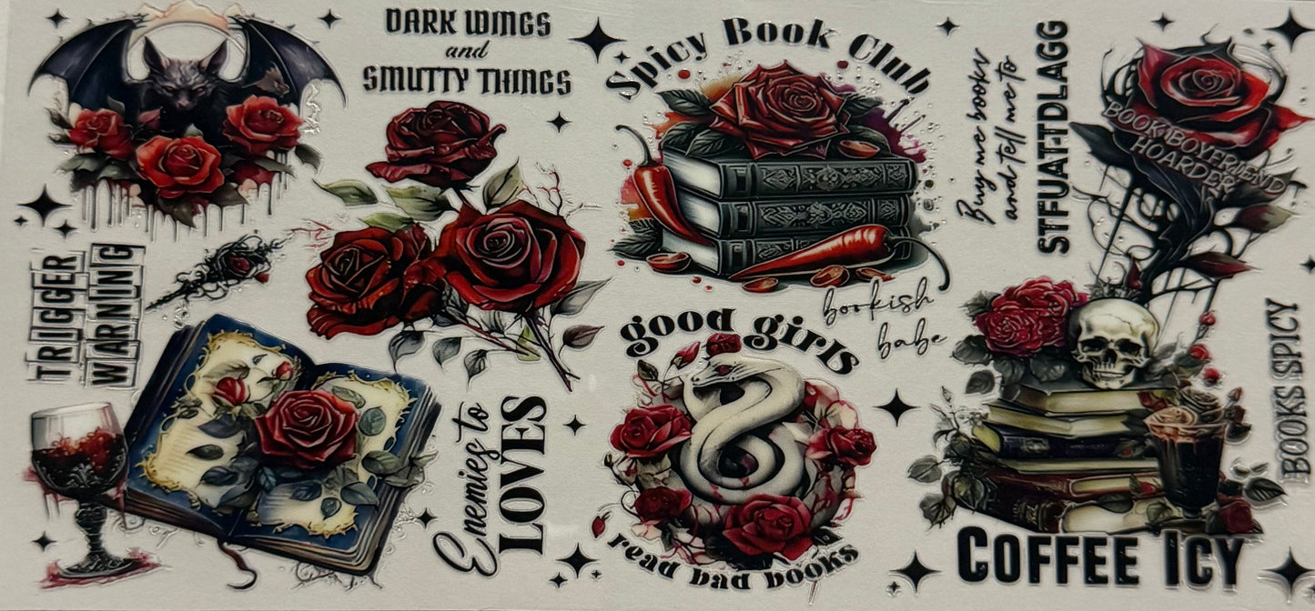 BOOKS ROSES BATS COFFEE ICY