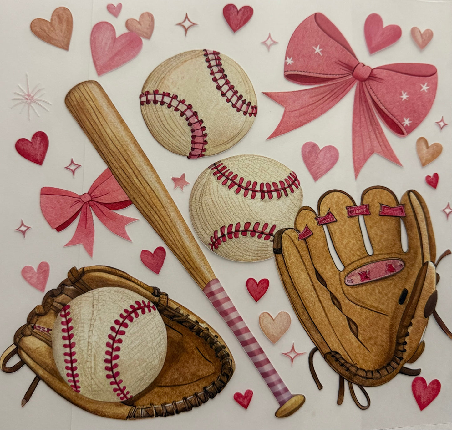 BASEBALL BAT GLOVE PINK BOW